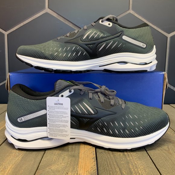 *New W/ Box! Mens Mizuno Wave Rider 24 Grey Black Running Sneakers Size 12.5 - Picture 2 of 6